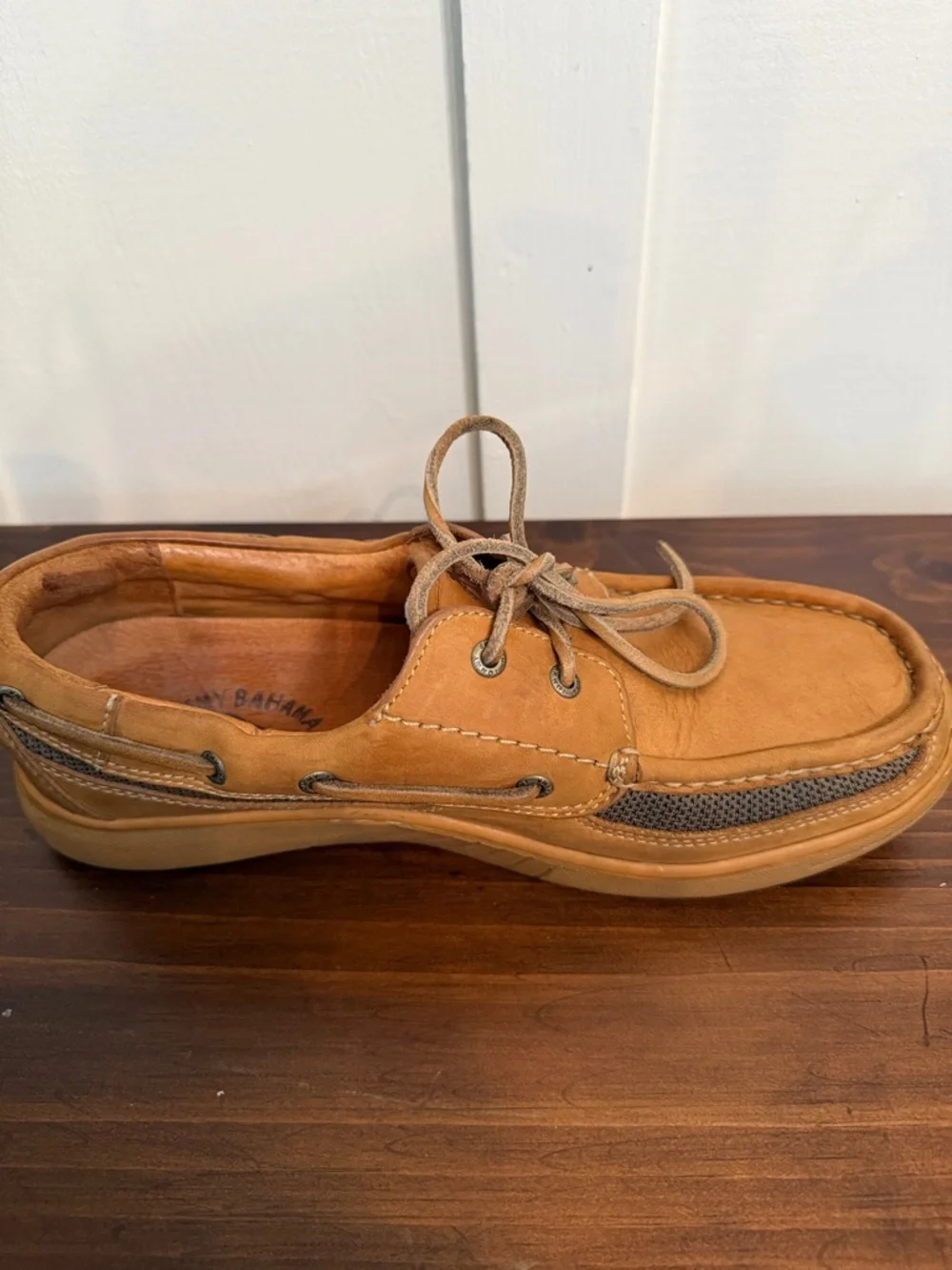 Leather Boat Shoes Men’s 9.5 Nubuck Deck Shoes Coastal Casual Tommy Bahama